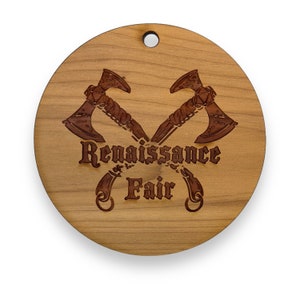 Cedar Ornament - Renaissance Fair - Raw Cedar 3x3in Cedar Ornament - Renaissance Fair - Raw Cedar 3x3in
