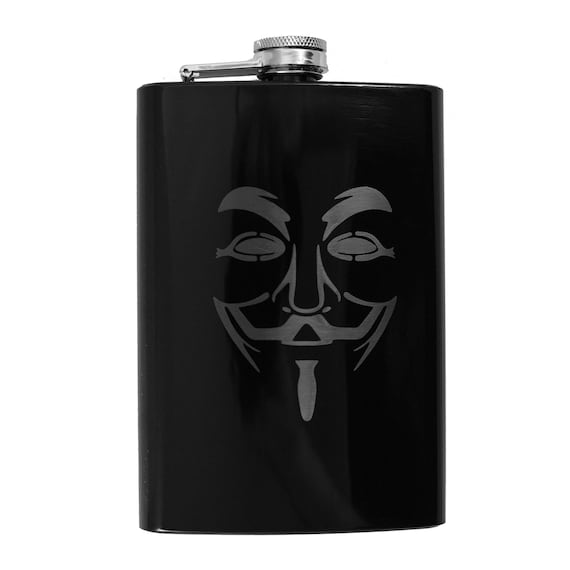 8oz RED Guy Fawkes Flask Anonymous Novelty 8oz RED Guy Fawkes Flask Anonymous Novelty