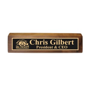 Desk Wedge Name Plate - PERSONALIZED - Happy Halloween - 11 Inches