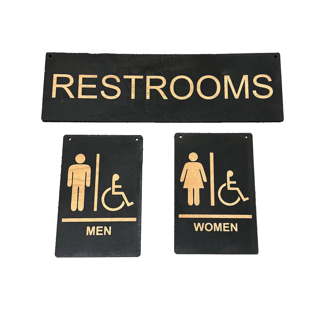Restrooms Men and Women Signs BLACK - Etsy
