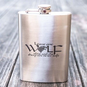 8oz Leave One Wolf Alive Stainless Steel Flask 8oz Leave One Wolf Alive Stainless Steel Flask