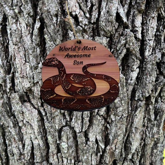 Worlds Most Awesome Son Snake - Cedar Ornament Worlds Most Awesome Son Snake - Cedar Ornament