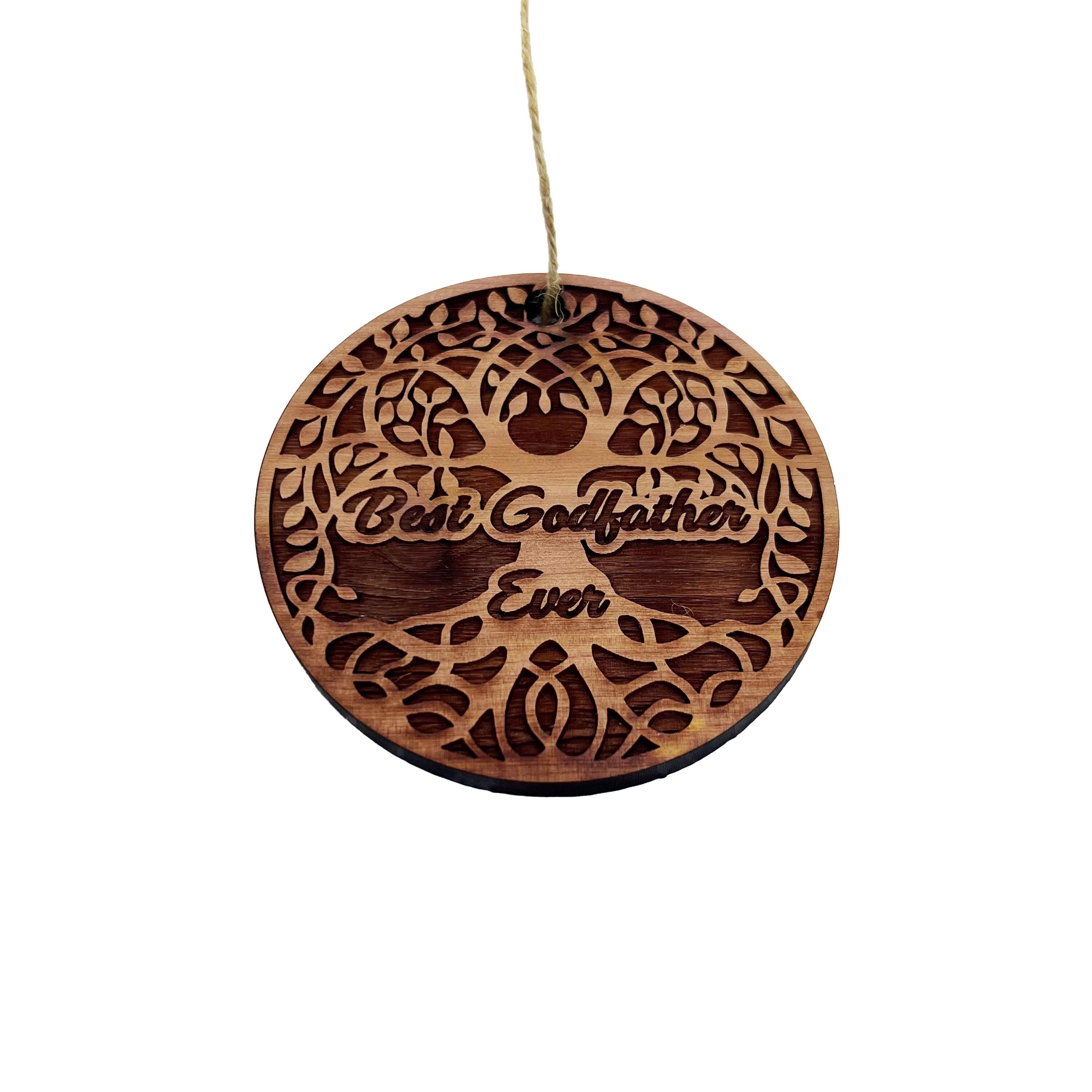 Winter Wolf Worlds Best Godfather - cedar ornament Winter Wolf Worlds Best Godfather - cedar ornament