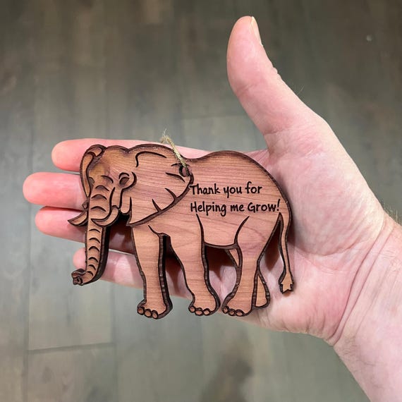 Elephant Thank You - Cedar Ornament Elephant Thank You - Cedar Ornament
