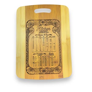 Bamboo - Kitchen Conversion Chart Cutting Board 14''x9.5''x.5'' Bamboo - Kitchen Conversion Chart Cutting Board 14''x9.5''x.5''