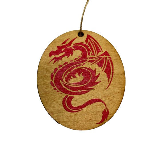 CUSTOM RED OR BLACK Dragon - ornament 4X3in CUSTOM RED OR BLACK Dragon - ornament 4X3in