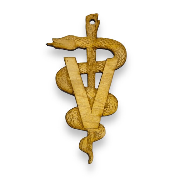 Ornament - Veterinarian Caduceus - Raw Wood 3x5in Ornament - Veterinarian Caduceus - Raw Wood 3x5in