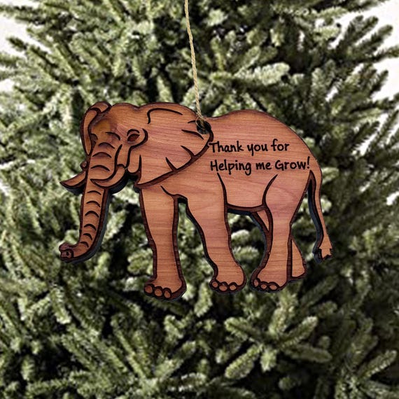 Elephant Thank You - Cedar Ornament Elephant Thank You - Cedar Ornament