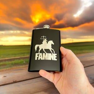 8oz BLACK The Black Horse Four Horsemen of the Apocalypse Flask
