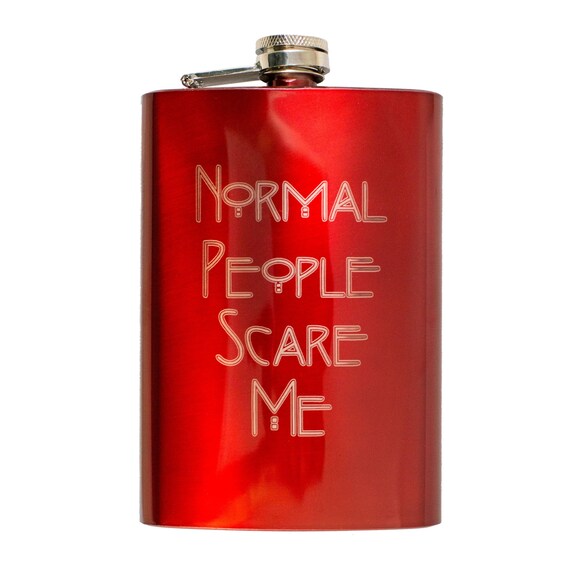8oz RED Normal People Scare Me Flask 8oz RED Normal People Scare Me Flask
