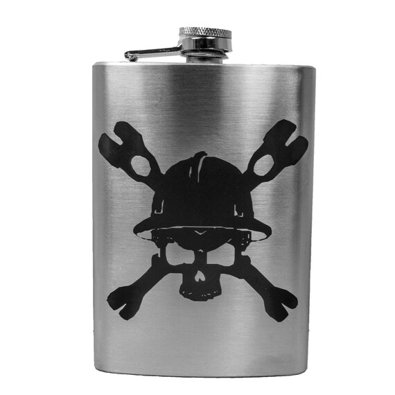 8oz Lineman with skull and cross tools Stainless Steel Flask 8oz Lineman with skull and cross tools Stainless Steel Flask