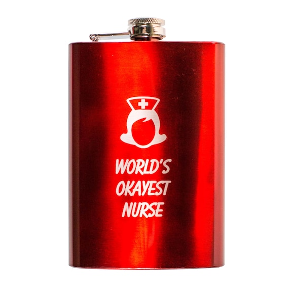 8oz RED World's Okayest Nurse Flask 8oz RED World's Okayest Nurse Flask