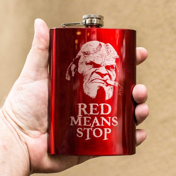8oz RED Red Means Stop Flask 8oz RED Red Means Stop Flask