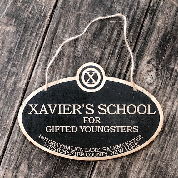 Xavier's PERSONALIZED School for Gifted Youngsters - Black Door Sign 6x9inches Xavier's PERSONALIZED School for Gifted Youngsters - Black Door Sign 6x9inches