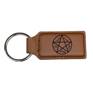 Keychain - Rectangle - Demon Trap - Leather Keychain - Rectangle - Demon Trap - Leather