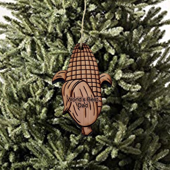Worlds Best Dad Corn on the cob - Cedar Ornament Worlds Best Dad Corn on the cob - Cedar Ornament