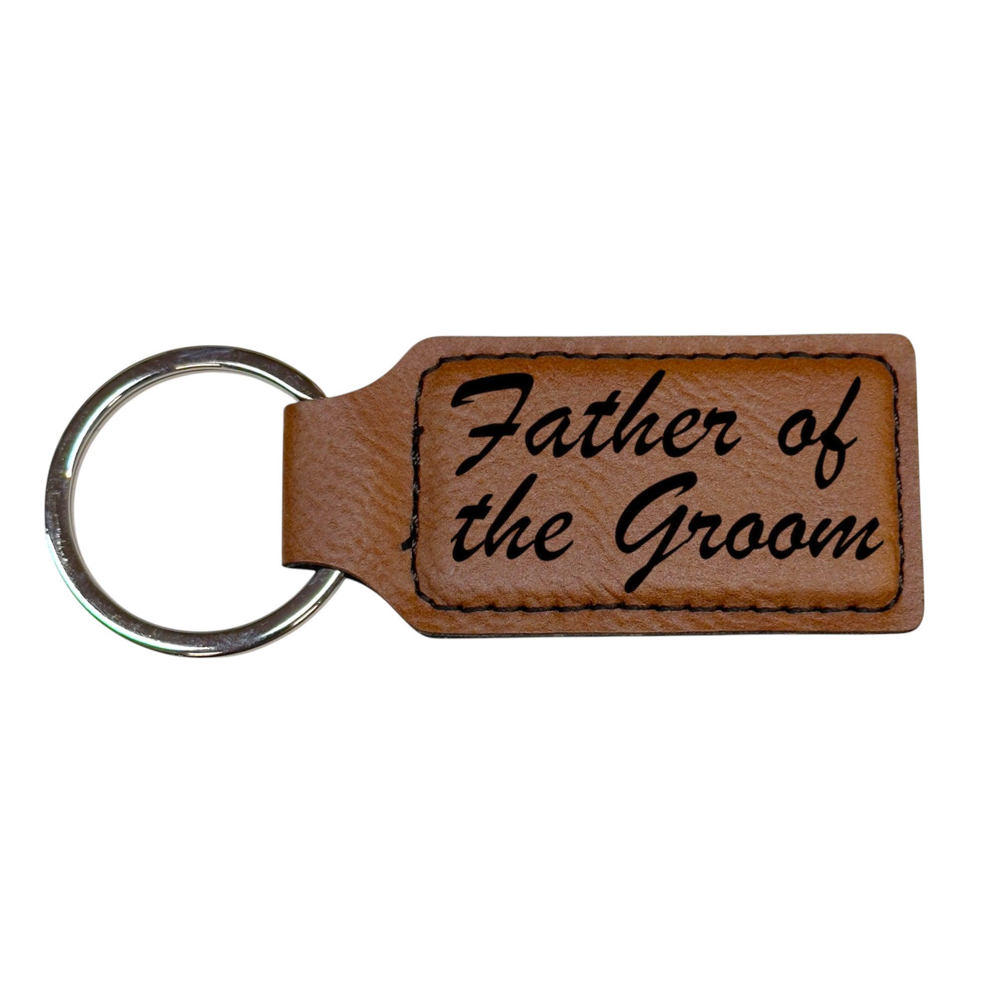 Keychain - Rectangle - Father of the Groom - Leather