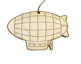 Zeppelin Blimp - Ornament Raw Wood Zeppelin Blimp - Ornament Raw Wood