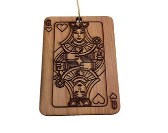 Queen of Hearts Card - Cedar Ornament Queen of Hearts Card - Cedar Ornament