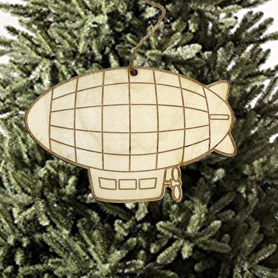 Zeppelin Blimp - Ornament Raw Wood Zeppelin Blimp - Ornament Raw Wood