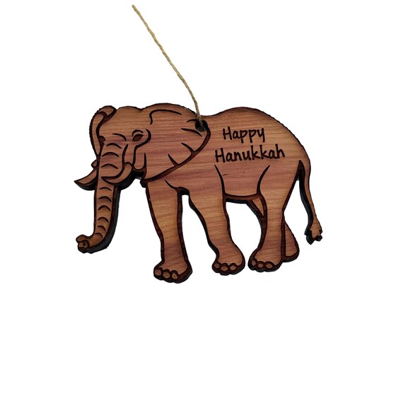 Elephant Happy Hanukkah - Cedar Ornament Elephant Happy Hanukkah - Cedar Ornament