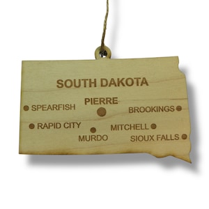 Ornamento - PERSONALIZZATO - Stato del South Dakota con città