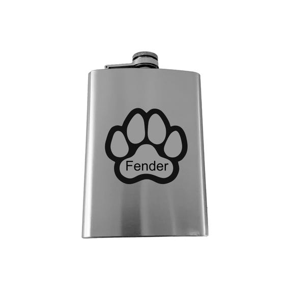 8oz Custom Dog Paw Print with your Pup's Name SS Flask 8oz Custom Dog Paw Print with your Pup's Name SS Flask