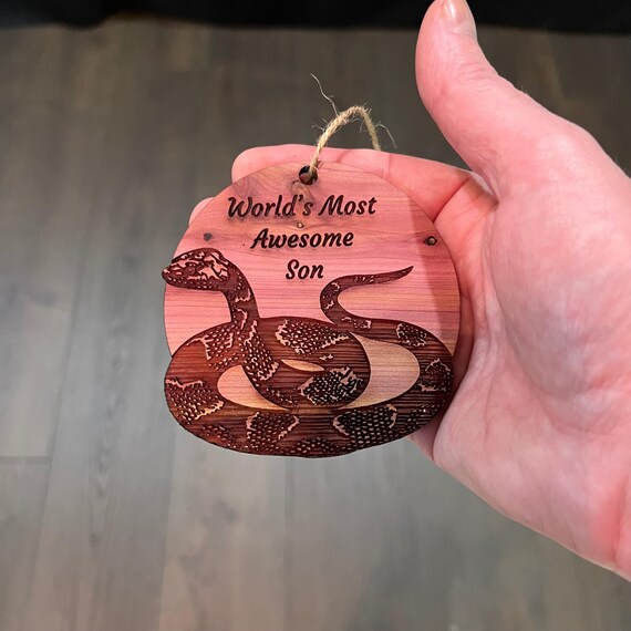 Worlds Most Awesome Son Snake - Cedar Ornament Worlds Most Awesome Son Snake - Cedar Ornament