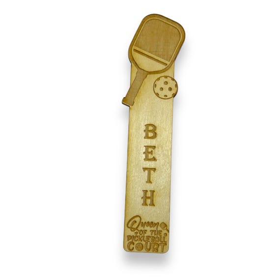 Bookmark - PERSONALIZED Queen of the Pickleball Court - Birch wood Bookmark - PERSONALIZED Queen of the Pickleball Court - Birch wood