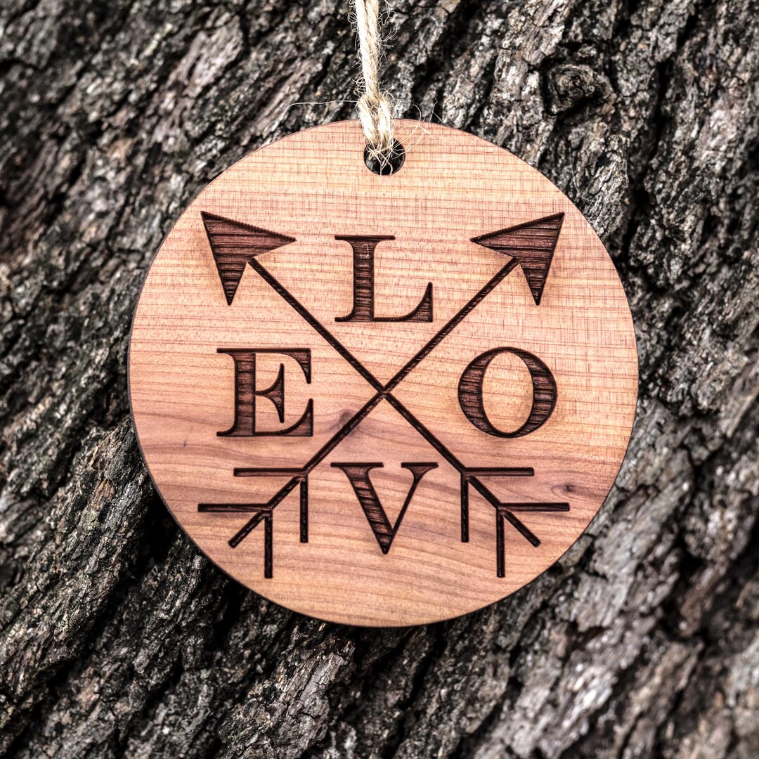 Love Crossed Arrows - Raw Cedar Ornament 3x3in - Etsy