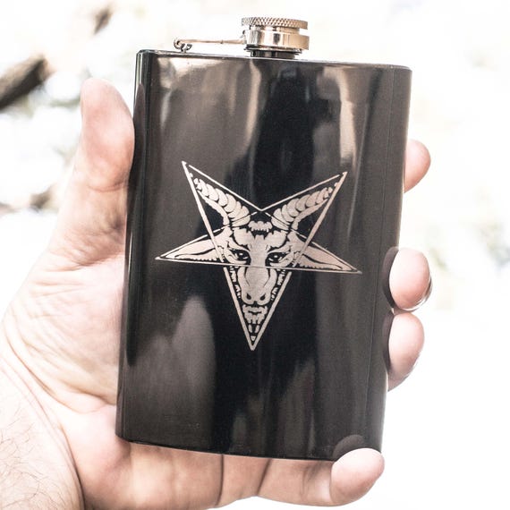 8oz BLACK Baphomet Star Flask 8oz BLACK Baphomet Star Flask