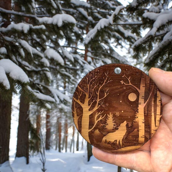 Winter Wolf Worlds Best Friend - cedar ornament Winter Wolf Worlds Best Friend - cedar ornament