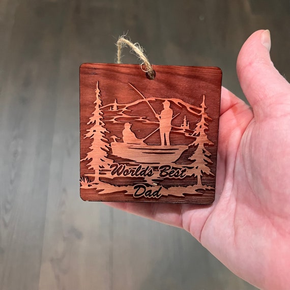 World's best dad Fisherman - Cedar Ornament World's best dad Fisherman - Cedar Ornament