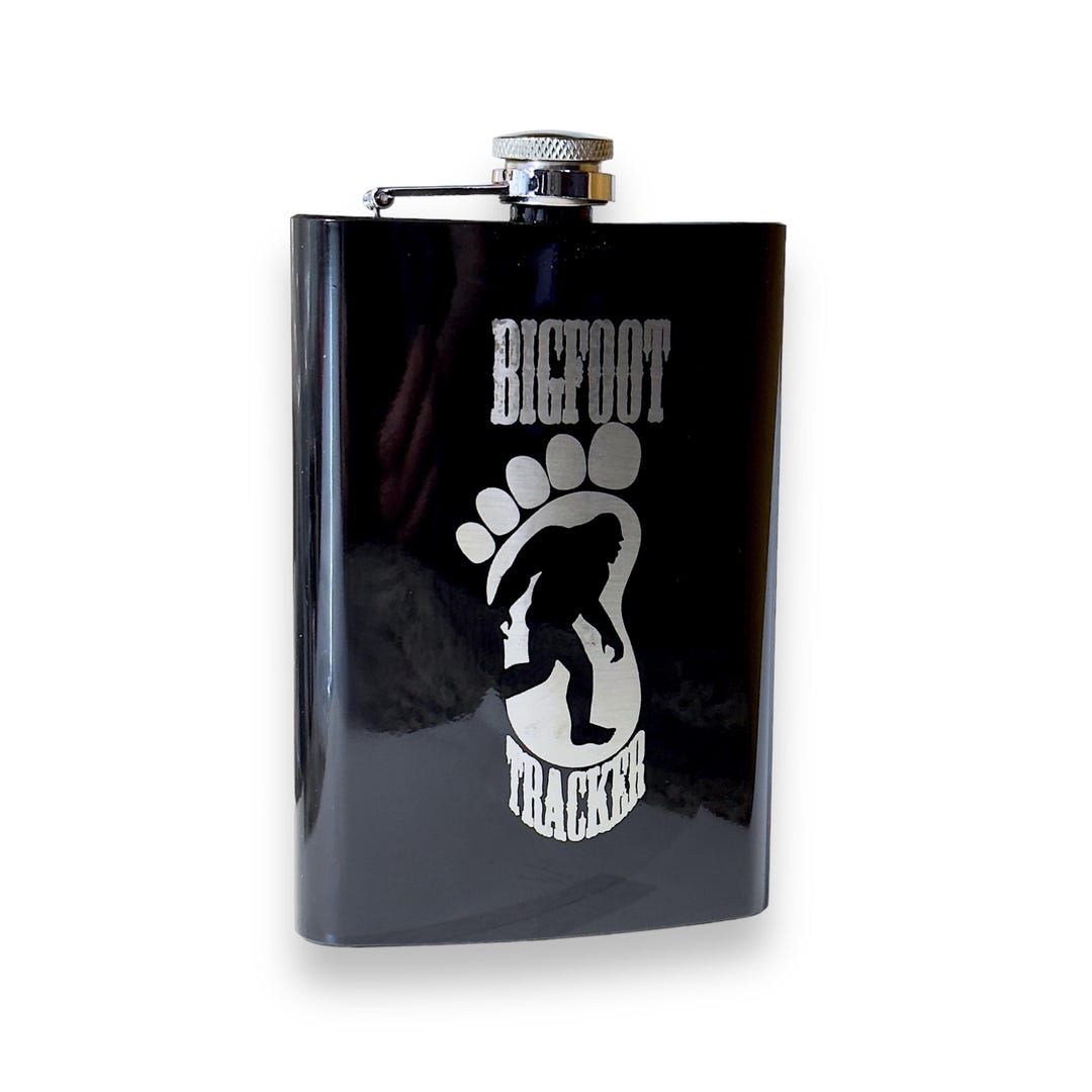 8oz BLACK Bigfoot Tracker Flask 8oz BLACK Bigfoot Tracker Flask
