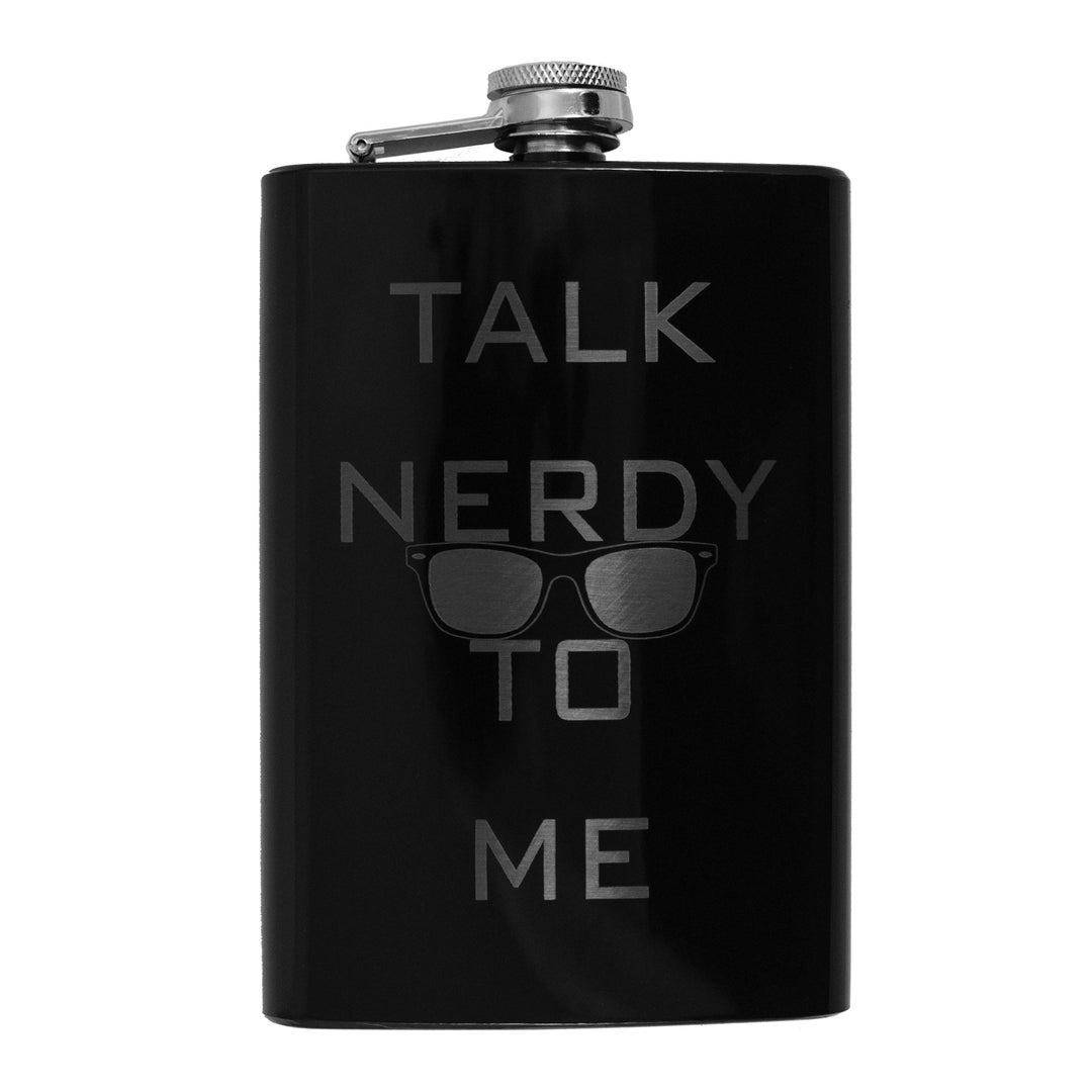 8oz BLACK Talk Nerdy To Me Flask 8oz BLACK Talk Nerdy To Me Flask