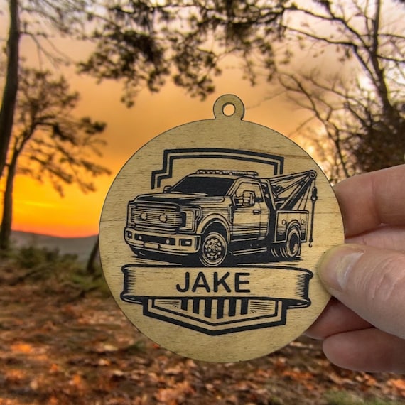 Ornament - Black - PERSONALIZED Tow Truck Wrecker Ornament - Black - PERSONALIZED Tow Truck Wrecker