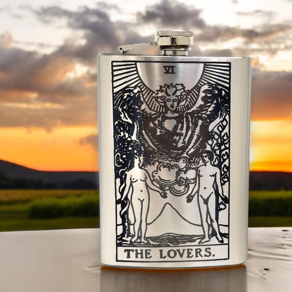 8oz - The Lovers Tarot Card - SS Flask 8oz - The Lovers Tarot Card - SS Flask