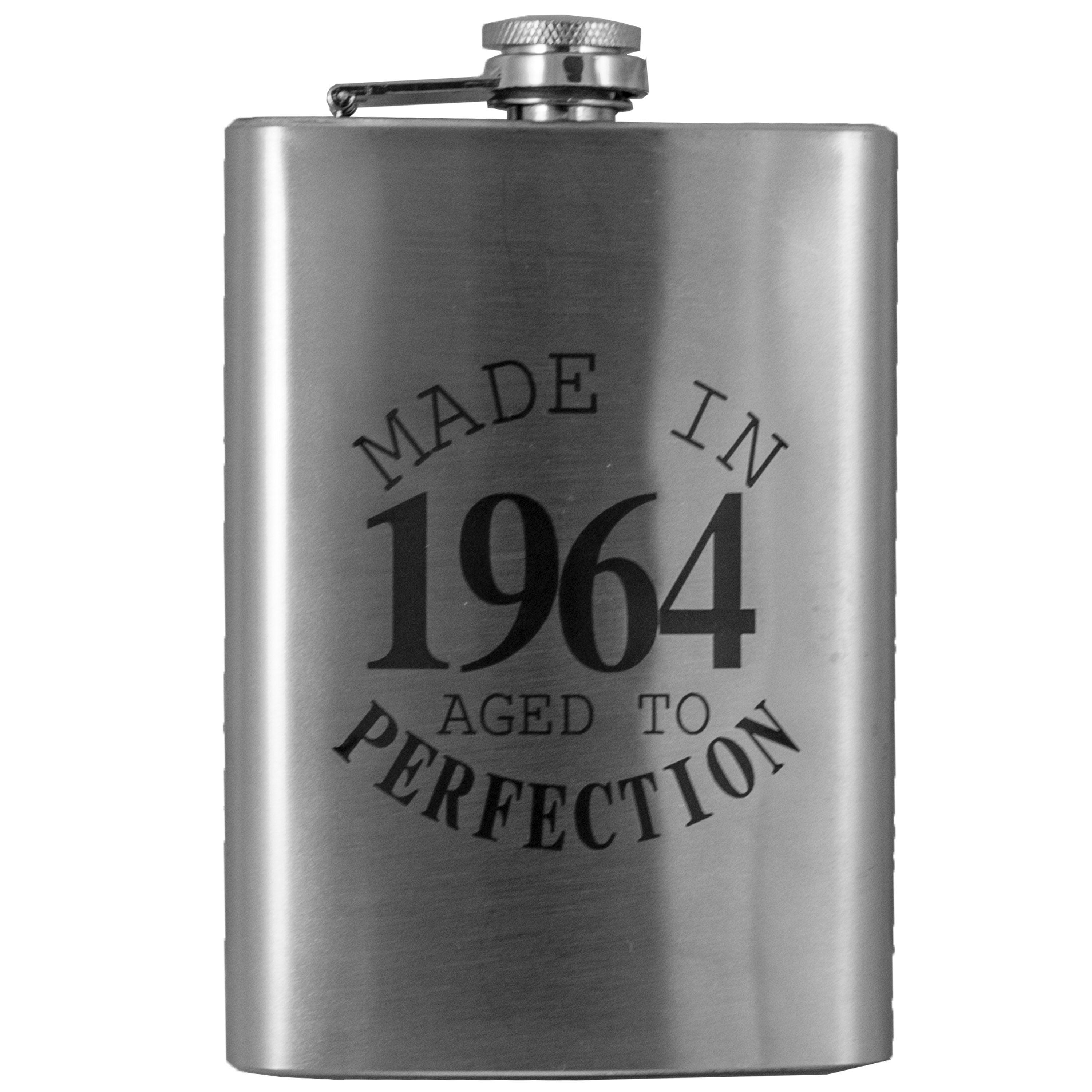 8oz Made in 1964 Aged to Perfection Stainless Steel Flask 8oz Made in 1964 Aged to Perfection Stainless Steel Flask