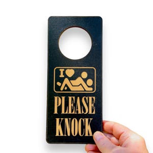 Door Hanger - Black - I love Sex Please Knock Door Hanger - Black - I love Sex Please Knock