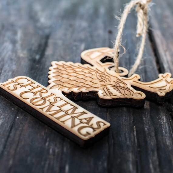 Ornament - Christmas is Coming - Raw Wood 4x3in Ornament - Christmas is Coming - Raw Wood 4x3in