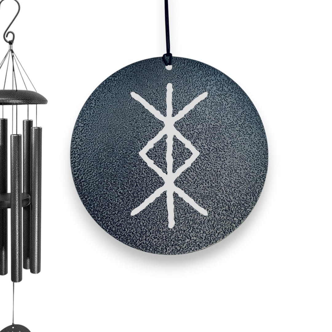 Wind Rune Simple Wind Chime - Viking Protection Rune - Black Powder Coated - Etsy