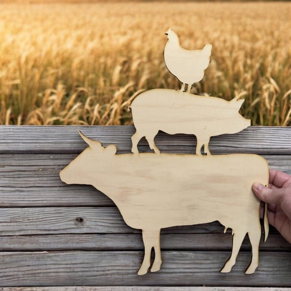Farm Animals Raw Wood Cutout Sign 13x14 Wall Art Farm Animals Raw Wood Cutout Sign 13x14 Wall Art