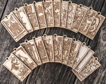 Ornament - Major Arcana -Tarot Deck - Set of 22 - Raw Wood 2x3in