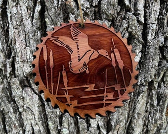 Sawblade with Duck - Cedar Ornament