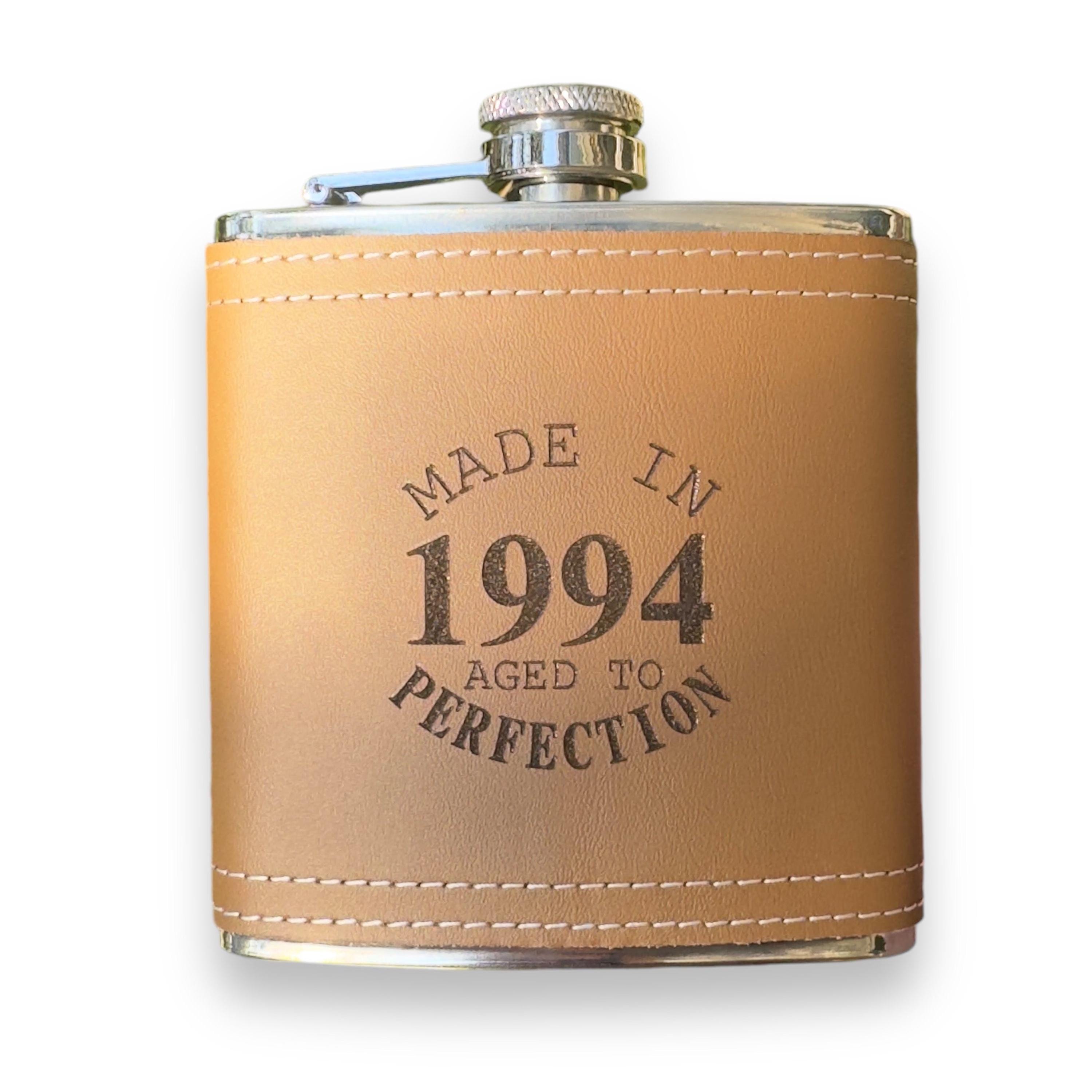 6oz Made in 1994 Aged to Perfection Leather Flask 6oz Made in 1994 Aged to Perfection Leather Flask