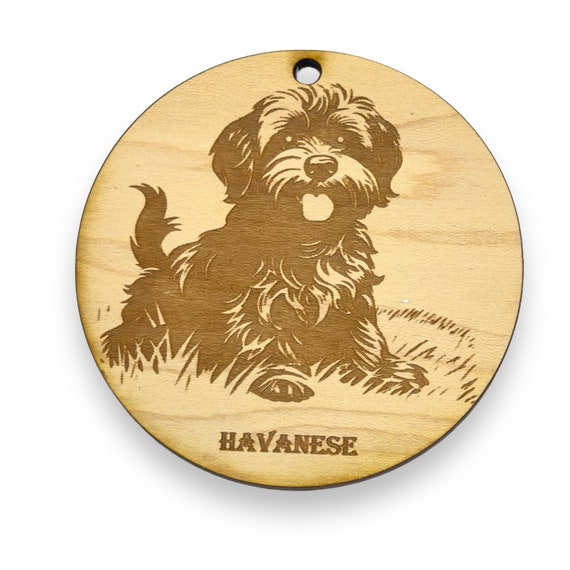 Ornament - Havanese Dog Raw Wood Ornament - Havanese Dog Raw Wood