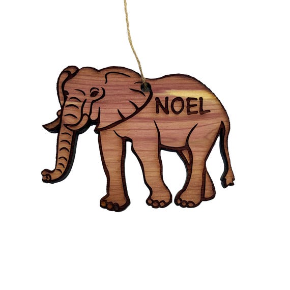 Elephant Noel - Cedar Ornament Elephant Noel - Cedar Ornament