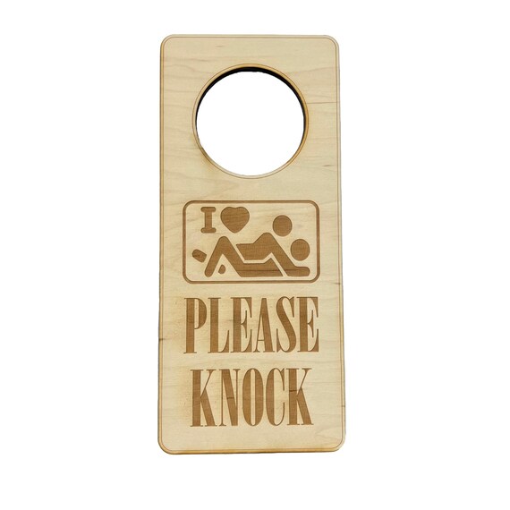Door Hanger - I Love Sex - Please Knock 9x4in Raw Wood Door Hanger - I Love Sex - Please Knock 9x4in Raw Wood