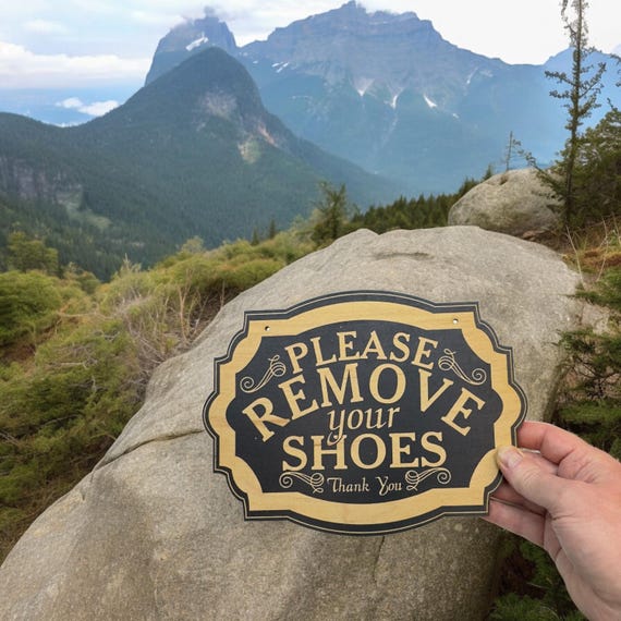 Please Remove Your Shoes - Raw Wood Door Sign 7x9.5in Please Remove Your Shoes - Raw Wood Door Sign 7x9.5in