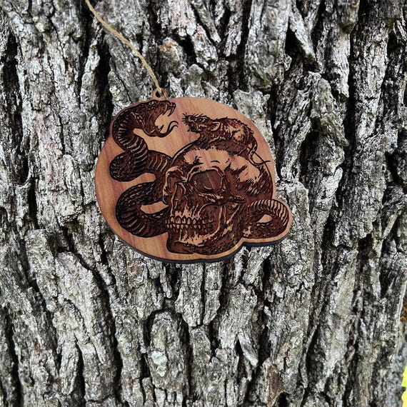 Rat Skull Snake - Cedar Ornament Rat Skull Snake - Cedar Ornament